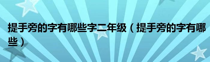 提手旁的字有哪些(提手旁的字有哪些字二年级)