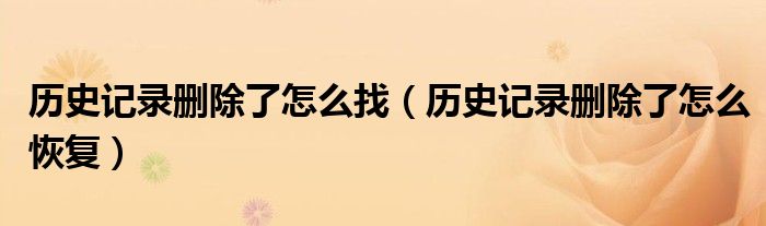 历史记录删除了怎么恢复(历史记录删除了怎么找)