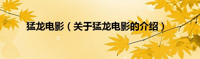 关于猛龙电影的介绍(猛龙电影)