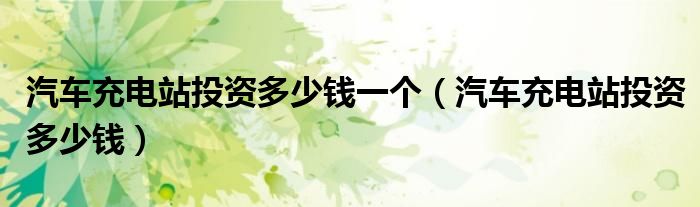 汽车充电站投资多少钱(汽车充电站投资多少钱一个)