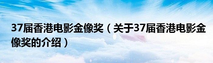 关于37届香港电影金像奖的介绍(37届香港电影金像奖)