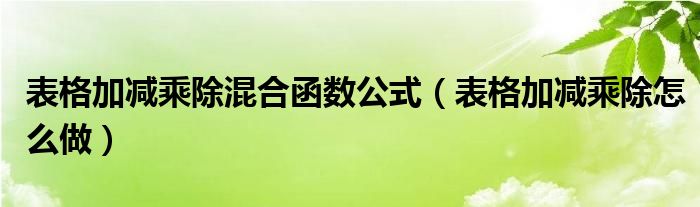 表格加减乘除怎么做(表格加减乘除混合函数公式)