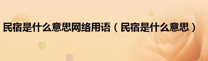 民宿是什么意思(民宿是什么意思网络用语)