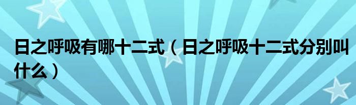 日之呼吸十二式分别叫什么(日之呼吸有哪十二式)