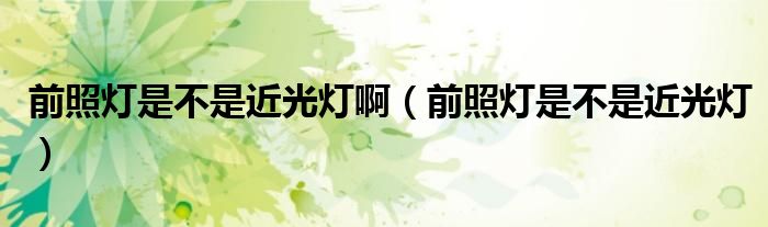 前照灯是不是近光灯(前照灯是不是近光灯啊)