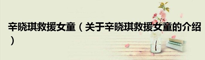 关于辛晓琪救援女童的介绍(辛晓琪救援女童)