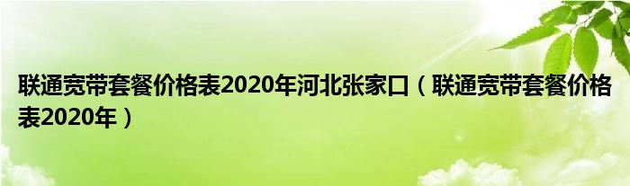 联通宽带套餐价格表2020年(联通宽带套餐价格表2020年河北张家口)