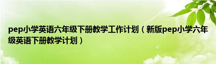 新版pep小学六年级英语下册教学计划(pep小学英语六年级下册教学工作计划)