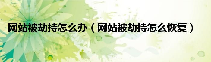 网站被劫持怎么恢复(网站被劫持怎么办)