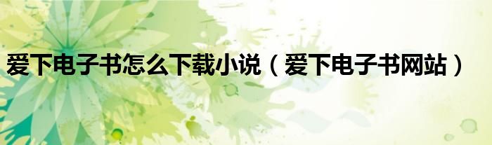 爱下电子书网站(爱下电子书怎么下载小说)