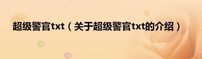 关于超级警官txt的介绍(超级警官txt)