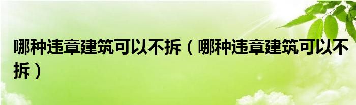 哪种违章建筑可以不拆(哪种违章建筑可以不拆)