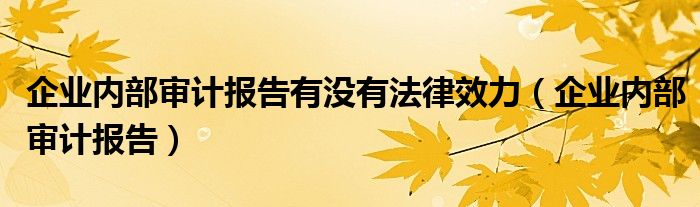 企业内部审计报告(企业内部审计报告有没有法律效力)