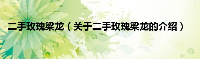 关于二手玫瑰梁龙的介绍(二手玫瑰梁龙)
