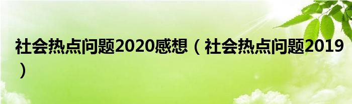 社会热点问题2019(社会热点问题2020感想)