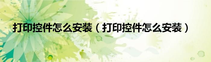 打印控件怎么安装(打印控件怎么安装)
