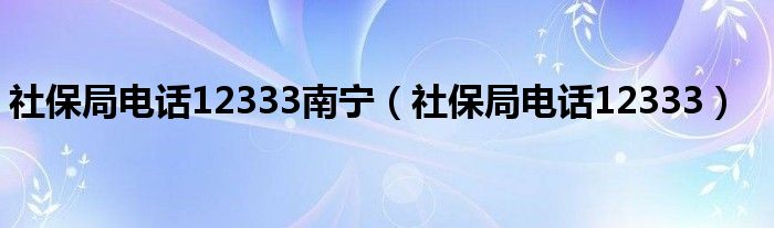 社保局电话12333(社保局电话12333南宁)