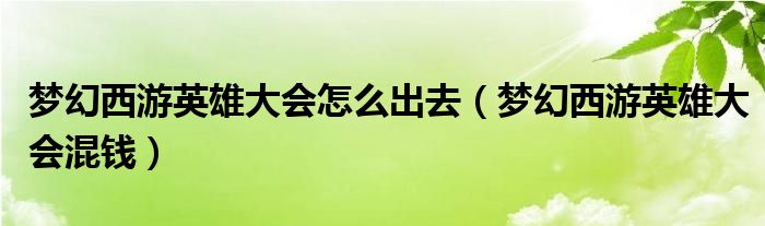 梦幻西游英雄大会混钱(梦幻西游英雄大会怎么出去)