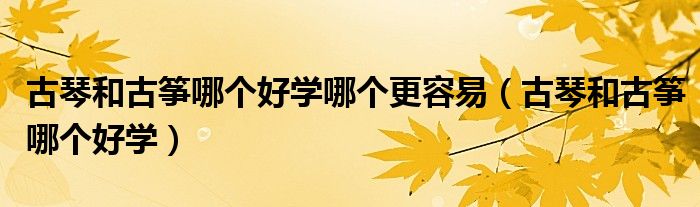 古琴和古筝哪个好学(古琴和古筝哪个好学哪个更容易)