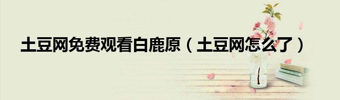 土豆网怎么了(土豆网免费观看白鹿原)