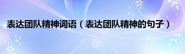 表达团队精神的句子(表达团队精神词语)