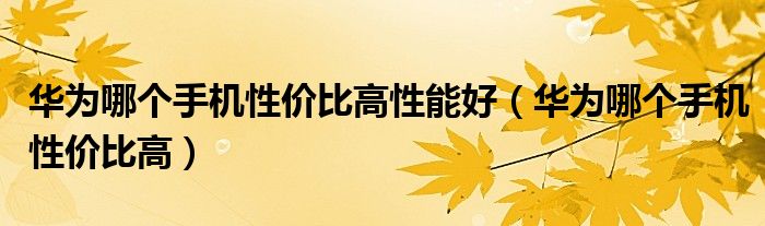 华为哪个手机性价比高(华为哪个手机性价比高性能好)
