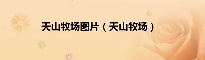 天山牧场(天山牧场图片)
