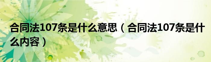 合同法107条是什么内容(合同法107条是什么意思)