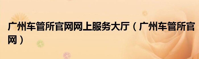 广州车管所官网(广州车管所官网网上服务大厅)