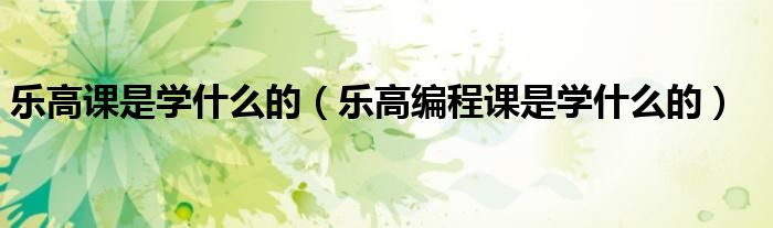 乐高编程课是学什么的(乐高课是学什么的)