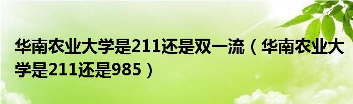 华南农业大学是211还是985(华南农业大学是211还是双一流)