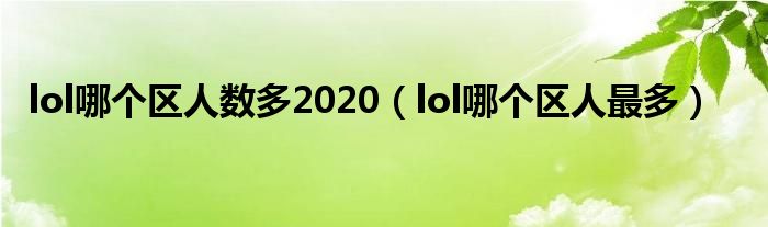 lol哪个区人最多(lol哪个区人数多2020)