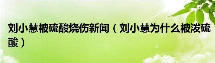 刘小慧为什么被泼硫酸(刘小慧被硫酸烧伤新闻)