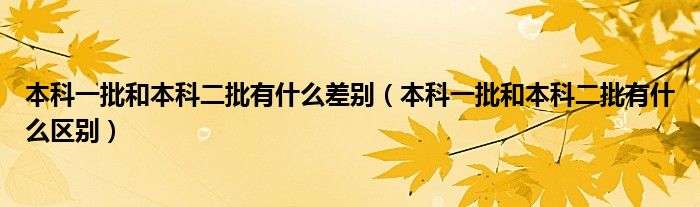 本科一批和本科二批有什么区别(本科一批和本科二批有什么差别)