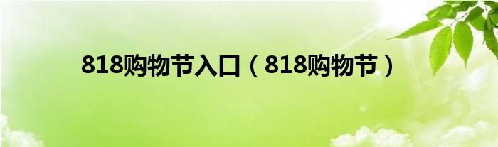 818购物节(818购物节入口)