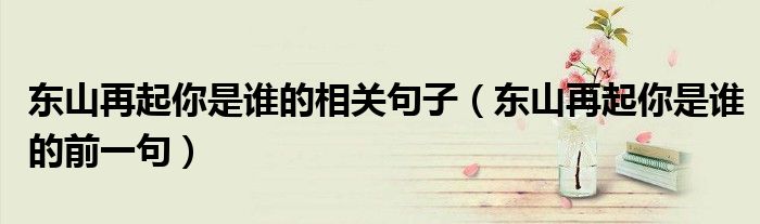东山再起你是谁的前一句(东山再起你是谁的相关句子)