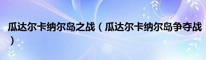 瓜达尔卡纳尔岛争夺战(瓜达尔卡纳尔岛之战)