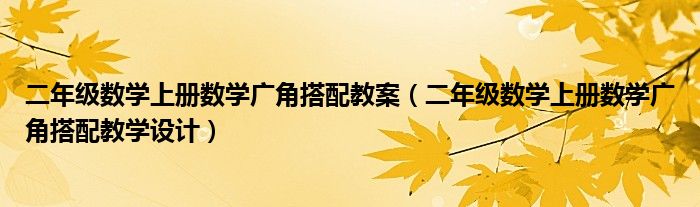 二年级数学上册数学广角搭配教学设计(二年级数学上册数学广角搭配教案)