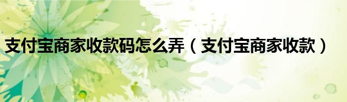 支付宝商家收款(支付宝商家收款码怎么弄)