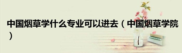 中国烟草学院(中国烟草学什么专业可以进去)