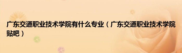 广东交通职业技术学院贴吧(广东交通职业技术学院有什么专业)