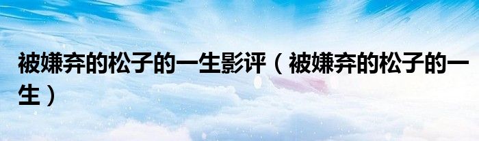 被嫌弃的松子的一生(被嫌弃的松子的一生影评)