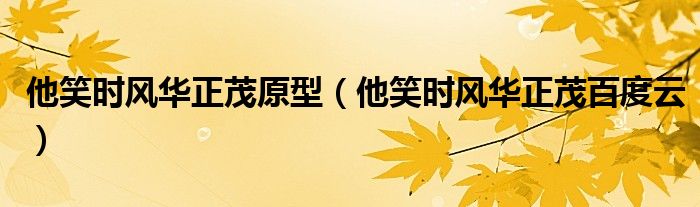 他笑时风华正茂百度云(他笑时风华正茂原型)