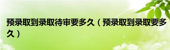 预录取到录取要多久(预录取到录取待审要多久)