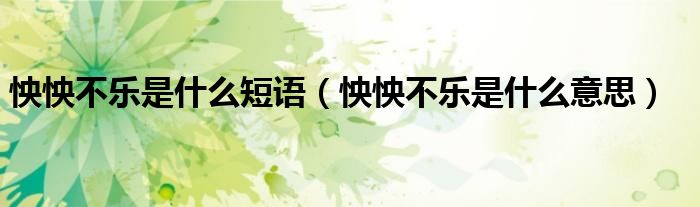怏怏不乐是什么意思(怏怏不乐是什么短语)