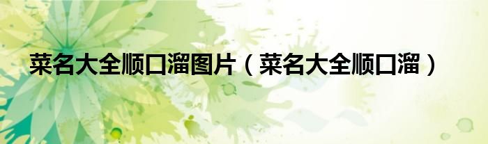 菜名大全顺口溜(菜名大全顺口溜图片)