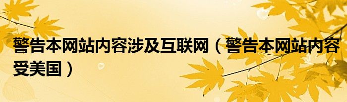 警告本网站内容受美国(警告本网站内容涉及互联网)
