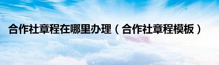 合作社章程模板(合作社章程在哪里办理)
