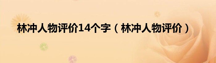 林冲人物评价(林冲人物评价14个字)