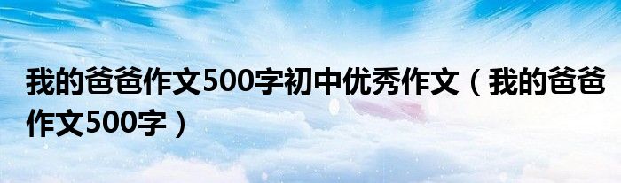我的爸爸作文500字(我的爸爸作文500字初中优秀作文)